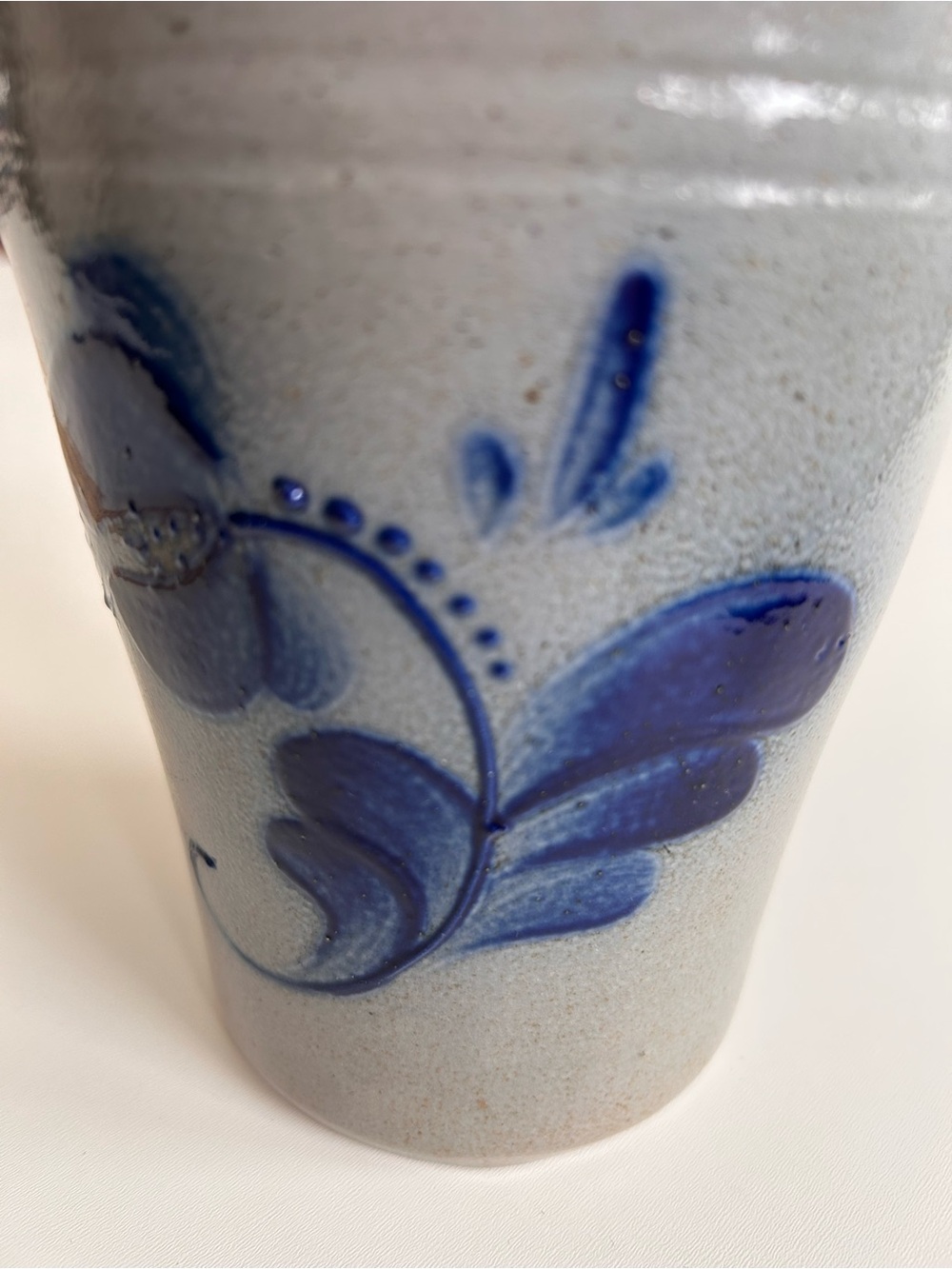 David Eldreth 1989 Salt Glazed Stoneware Crock Cobalt Blue Floral PA Pottery - Picture 4 of 7